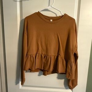Wishlist Tan Ruffle Hem Sweatshirt